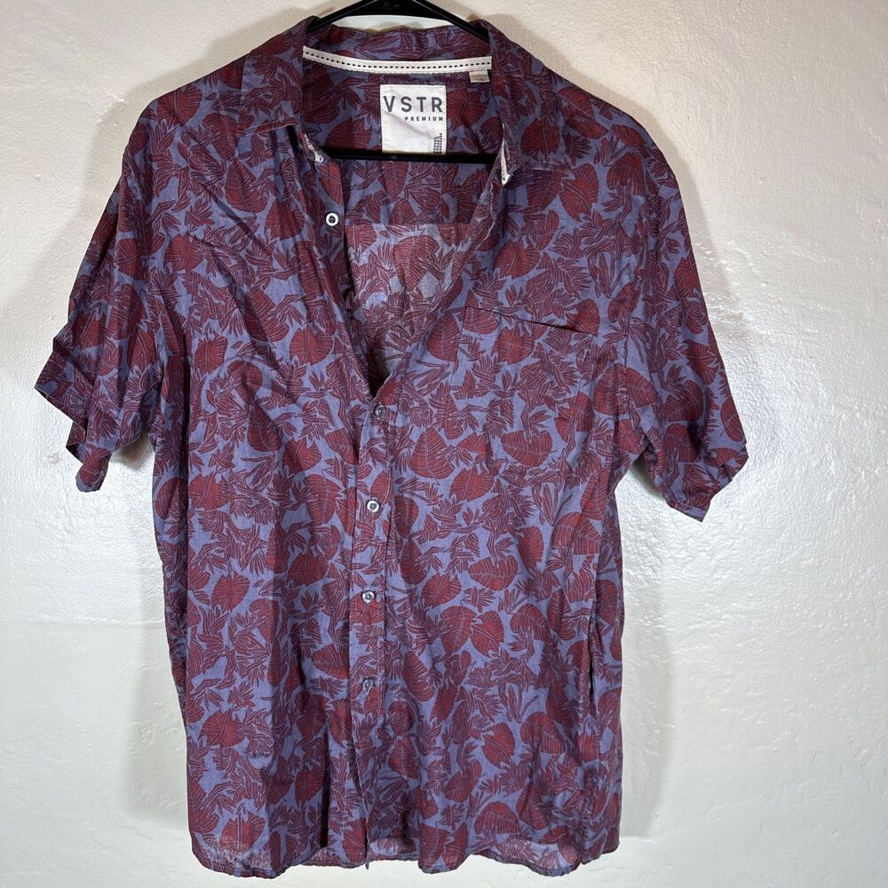 VSTR Linen Men’s Short Short Sleeve Maroon Cotton Blend Modern Nomad Garment